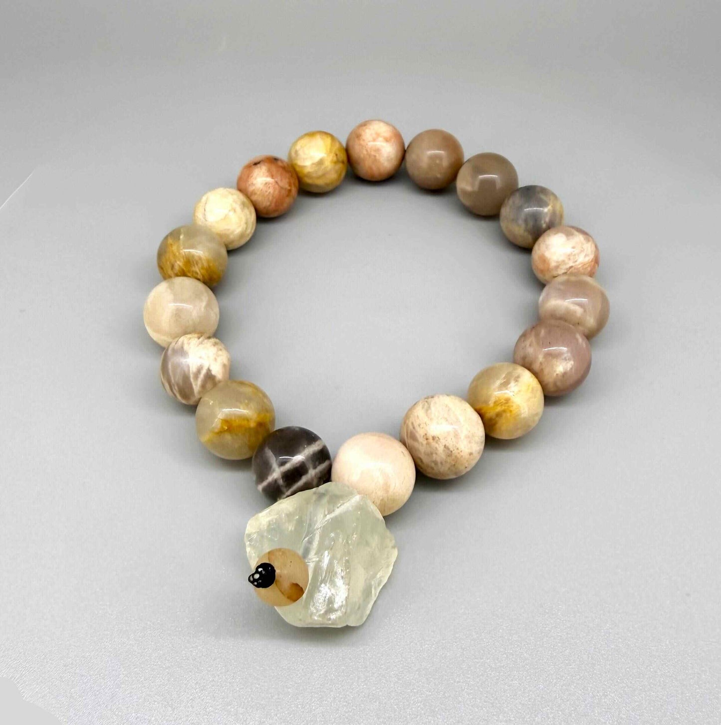 Sunstone mala bracelet made from natural sunstone beads, symbolizing joy, vitality, and confidence.