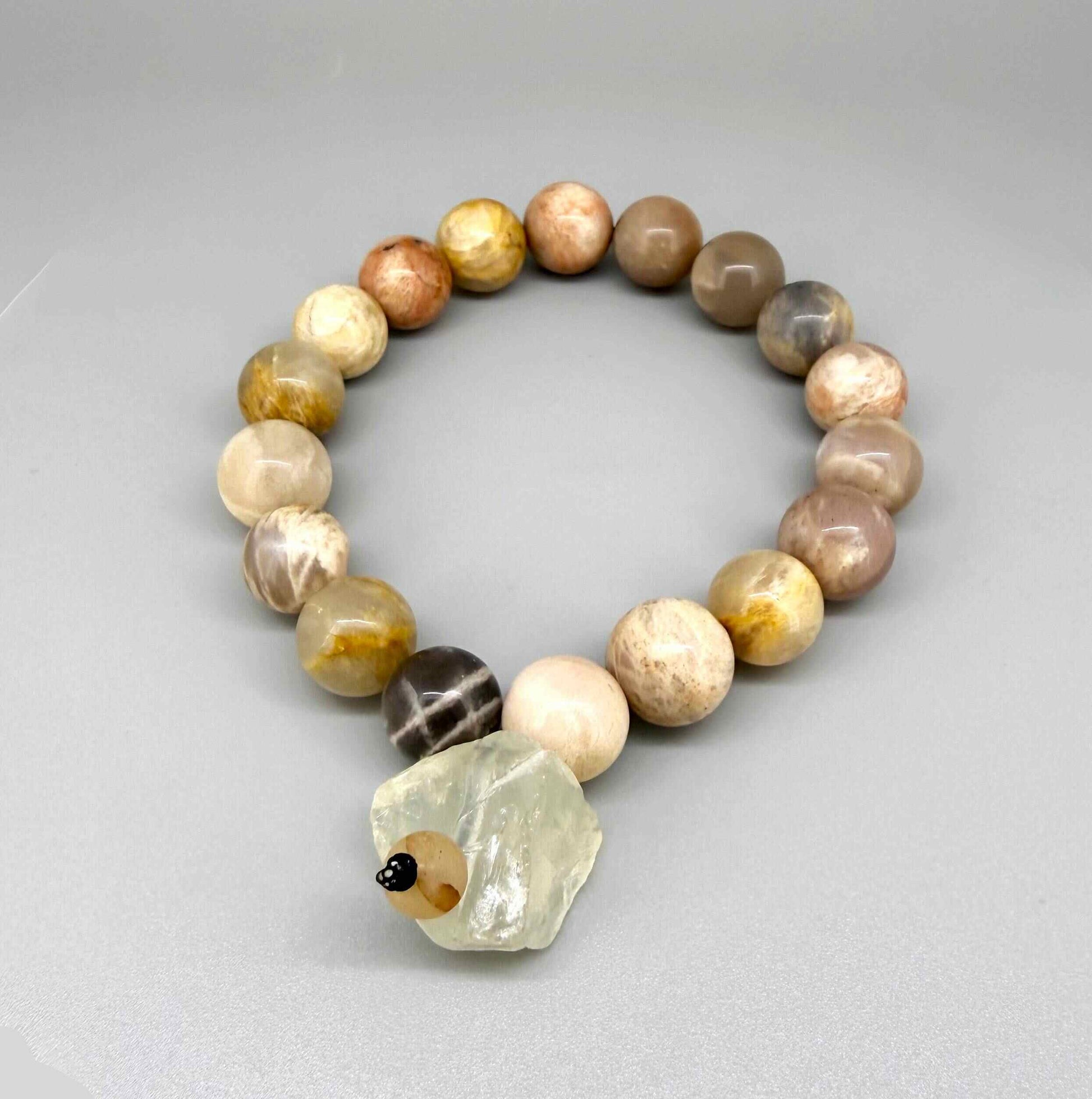 Sunstone mala bracelet made from natural sunstone beads, symbolizing joy, vitality, and confidence.