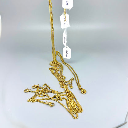 60cm gold tone stainless steel chain, polished finish, elegant and durable, perfect for pendants or layering.