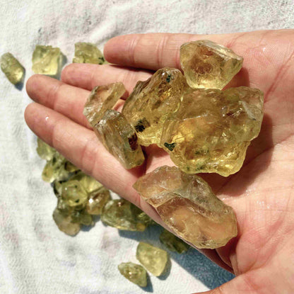 Natural lemon quartz rough stones sold as a lot, untreated yellow quartz in raw form