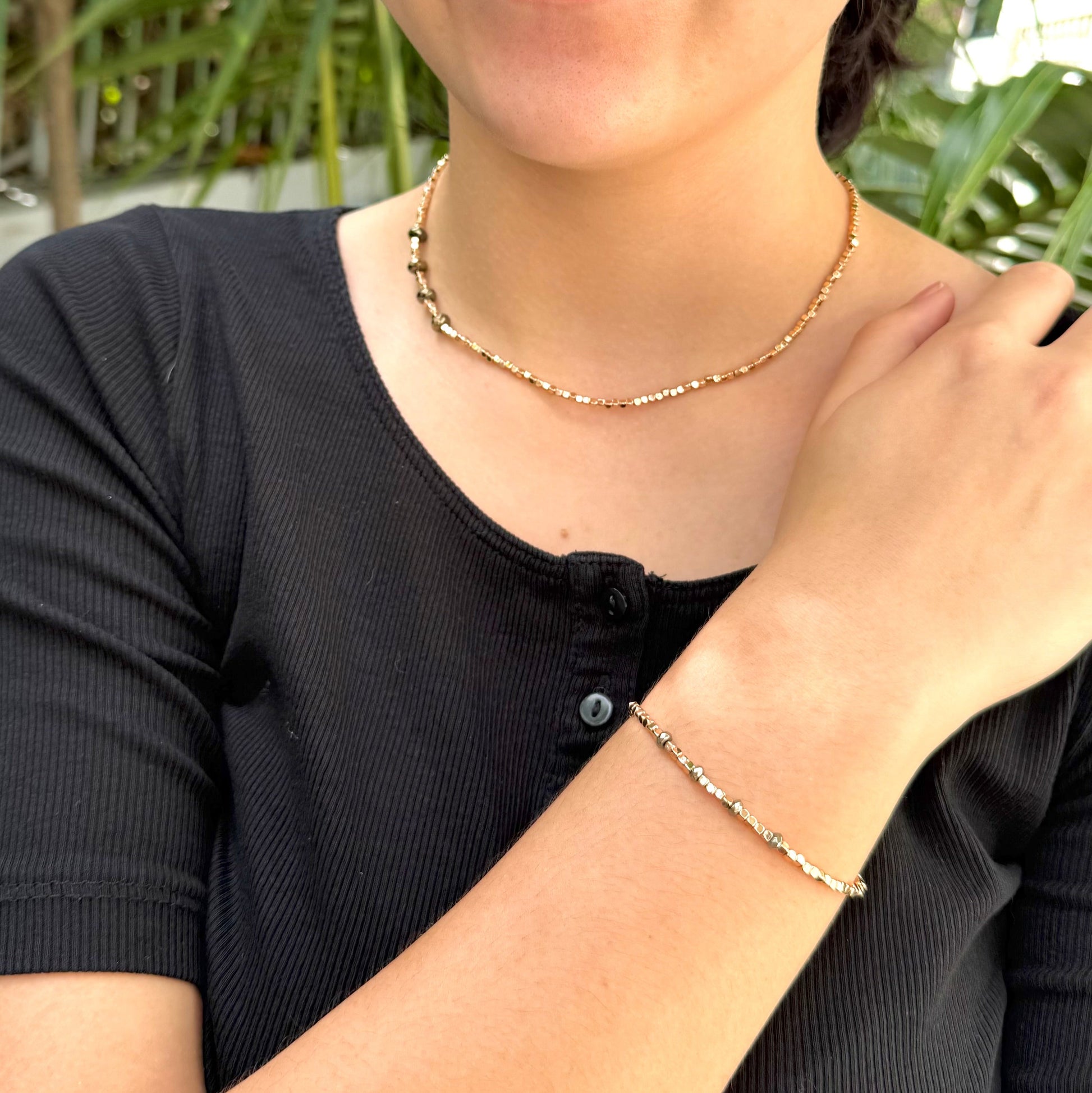 Fine natural Hematite gemstone beads necklace & bracelet