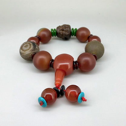 Agate & Carnelian Beaded Bracelet