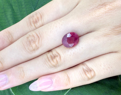 Pinkish Red Ruby Oval 6.3 Ct