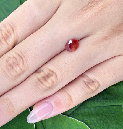 Orange Red Sapphire Oval 0.87 Ct