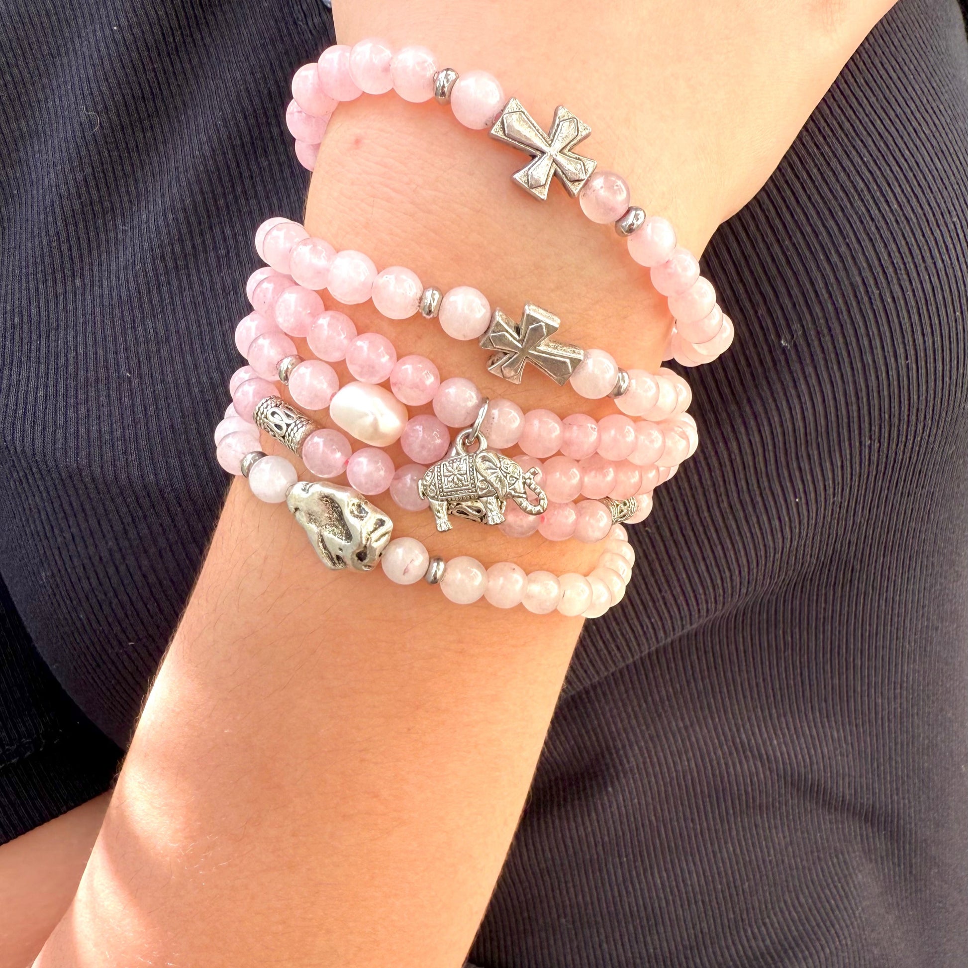 Rose Quartz Gemstone Bead Bracelet