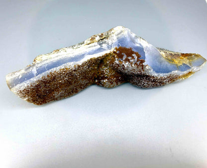 Untreated blue chalcedony rough with cloudy milky texture, natural quartz stone