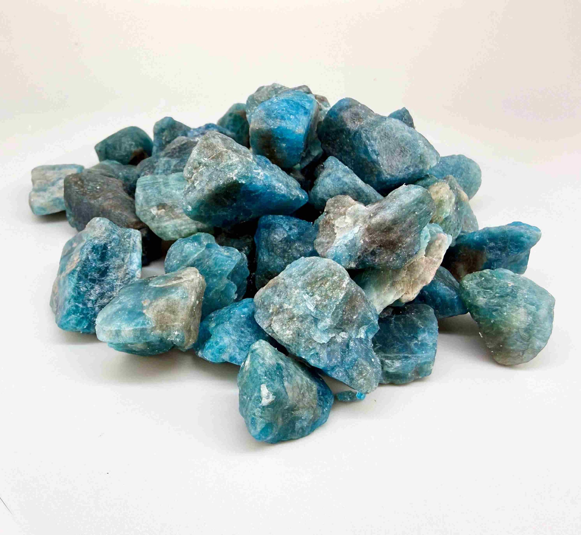 Natural apatite rough lot gemstones, green to blue-green apatite