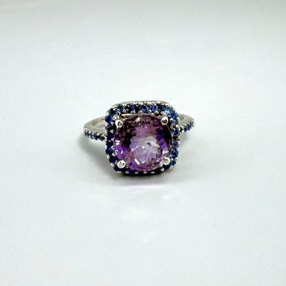 Ring Amethyst Sapphire silver white gold plated