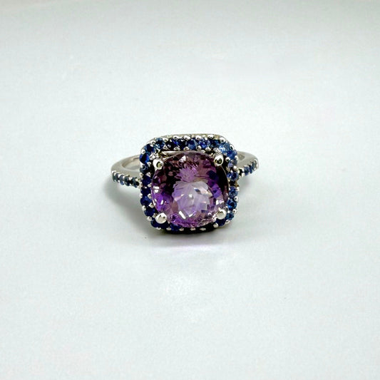 Ring Amethyst Sapphire silver white gold plated