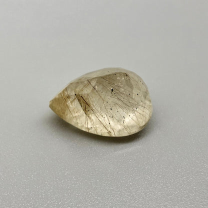Big Clear Sand-Gold Rutilated Quartz Pear 12.51 Ct