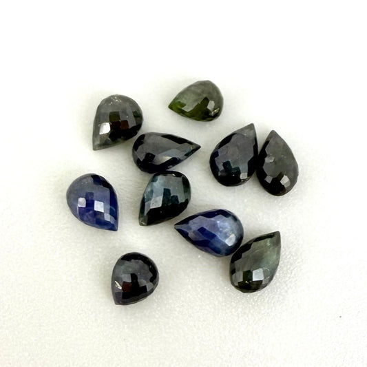 Dark Green and Blue Sapphire 6.26 Ct Lot Pineapple