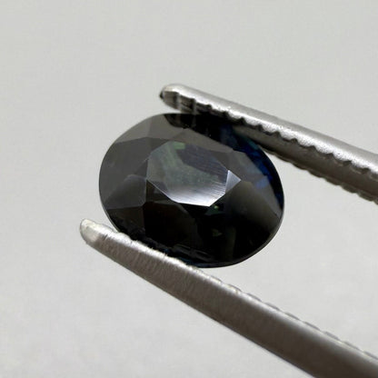 Blue with Green Sapphire Oval 0.96 Ct
