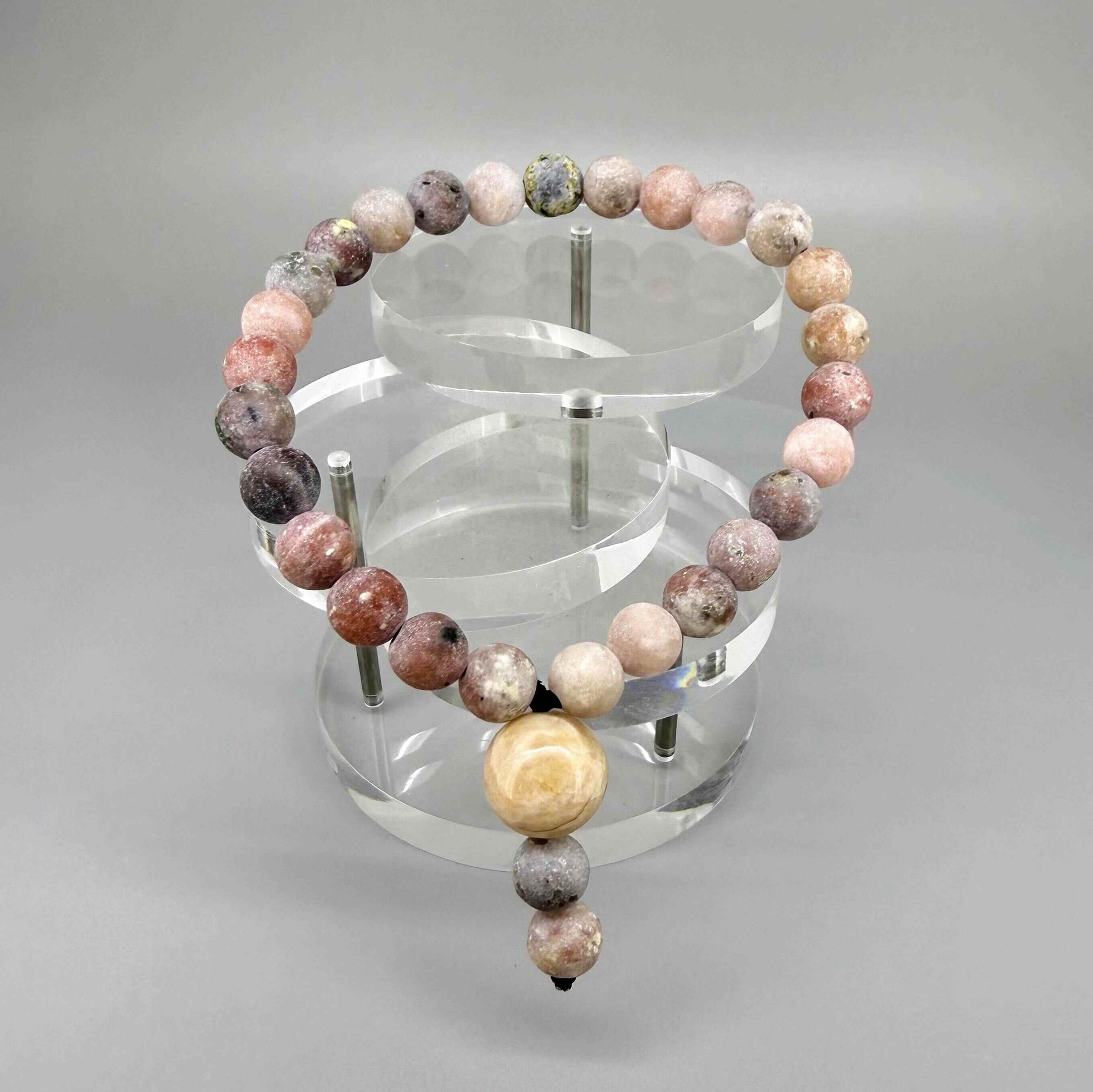 Maifanite mala bracelet made from natural maifanite beads, symbolizing grounding, stability, and balance.