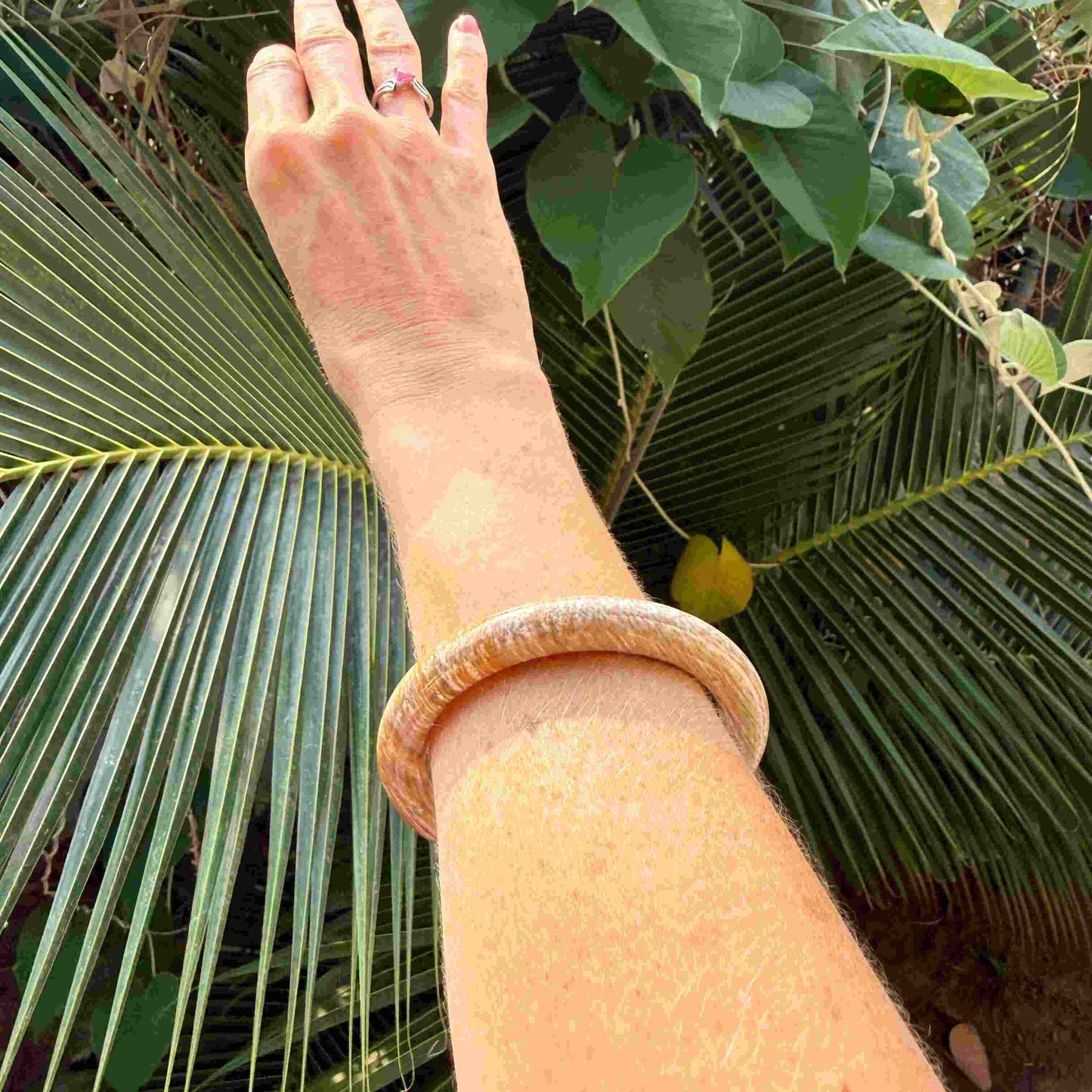 Solid petrified wood bangle with polished surface, 19 cm