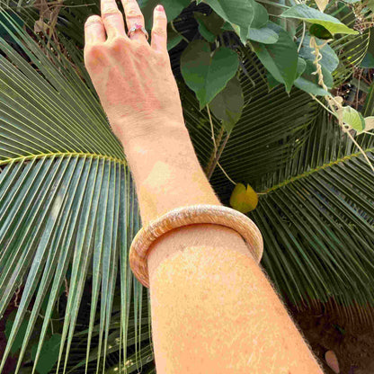 Solid petrified wood bangle with polished surface, 19 cm