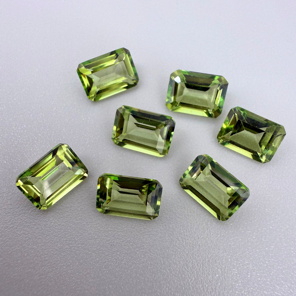 Loose Green Topaz gemstone lot, emerald cut