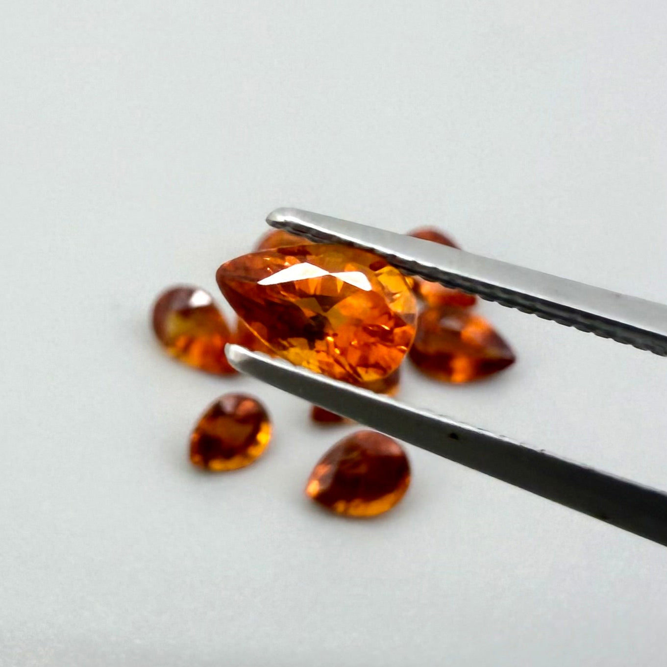 Fiery Orange Spessartine Lot Pear 4.25 Ct