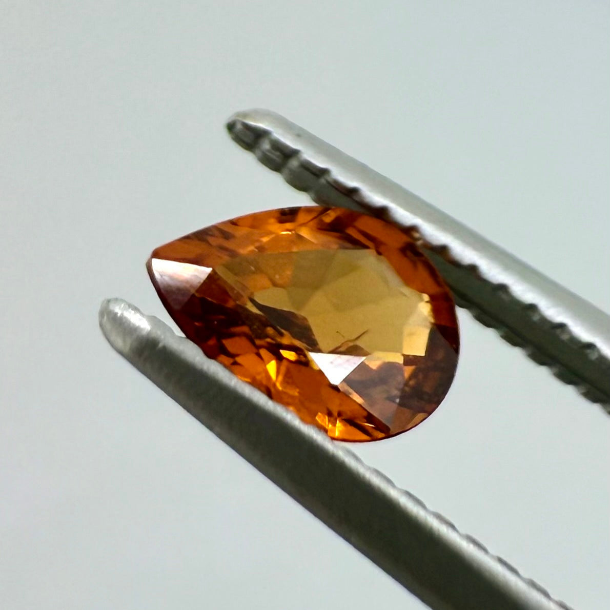 Natural Rusty Orange Hessonite gemstone, pear cut