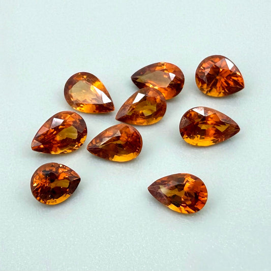 Fiery Orange Spessartine Lot Pear 4.25 Ct