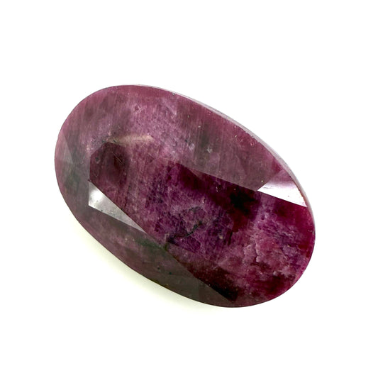 Big Bordeaux Red Marbled Ruby Oval 22.7 Ct