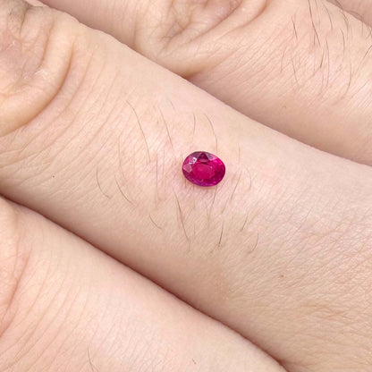 0.18 ct natural Songea ruby, oval cut.