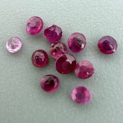 Natural Pink hues Ruby gemstone lot, round 