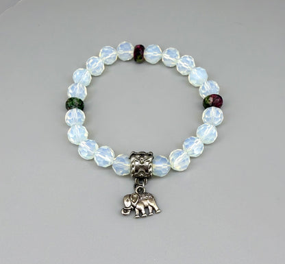 Opal & Rhodochrosite Beaded Bracelet
