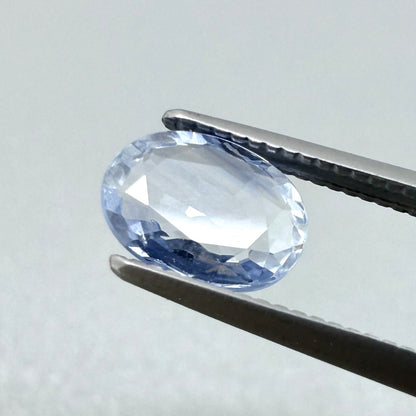 Very Pale Blue Sapphire Oval 1.07 Ct