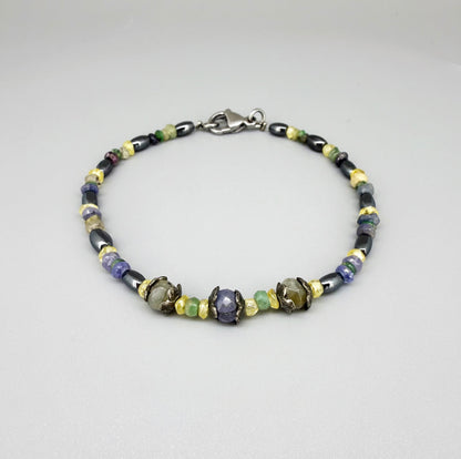 Sapphire & Hematite Beaded Bracelet