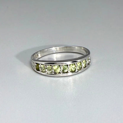 Ring green Sapphire silver white gold plated