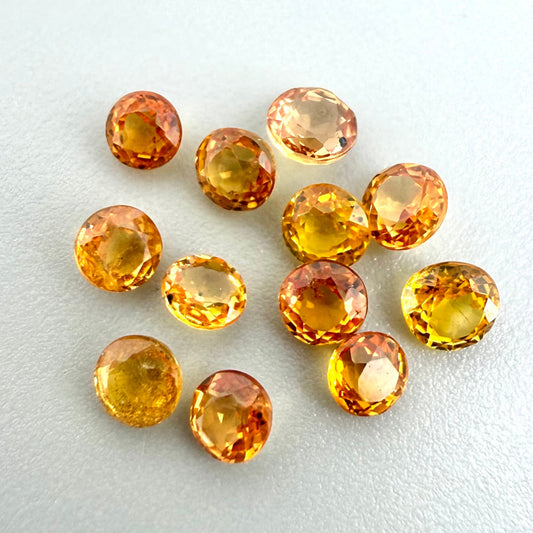 Bi-Color (Yellow, Orange) Sapphire Lot Round 1.8 Ct