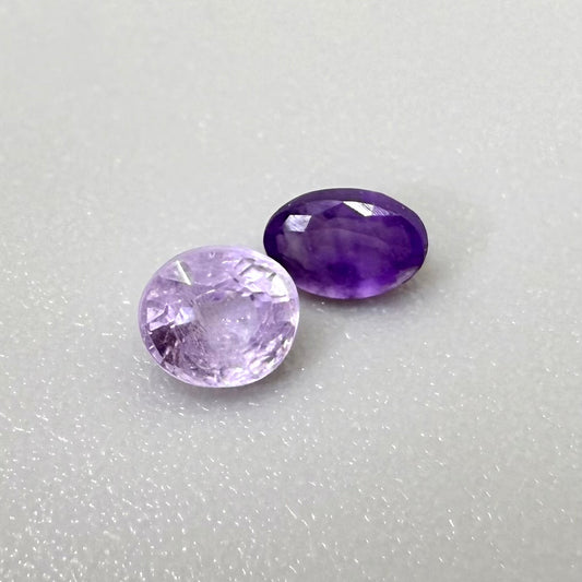 Purple Hue Sapphire Set Oval 0.34 Ct