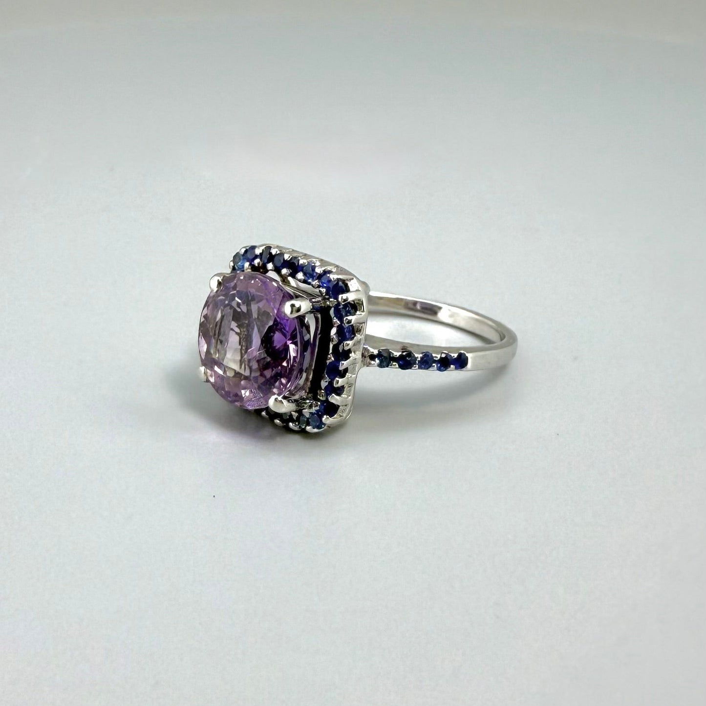 Ring Amethyst Sapphire silver white gold plated
