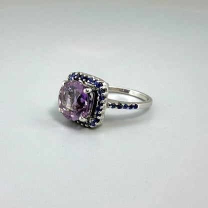 Ring Amethyst Sapphire silver white gold plated