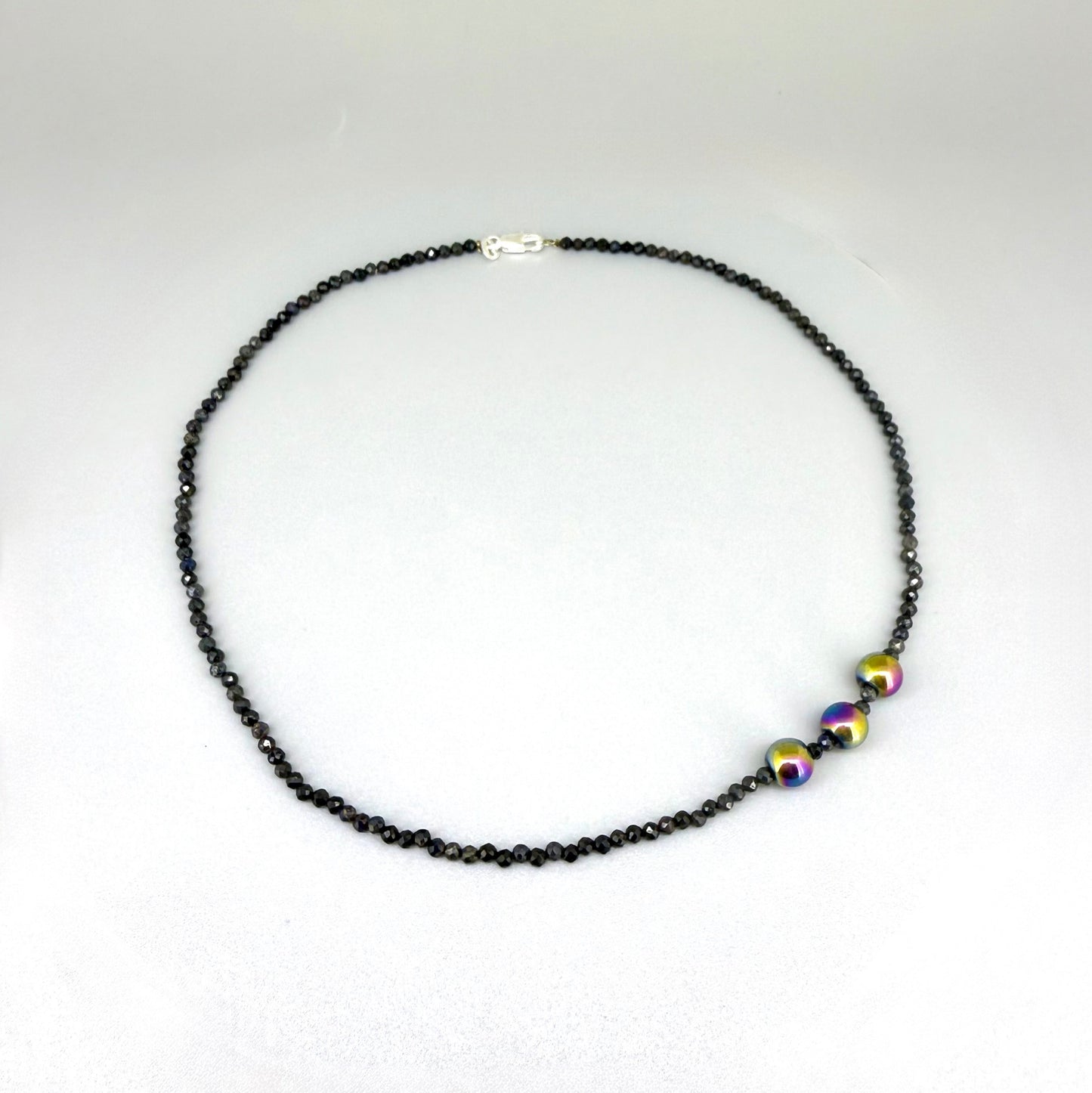 Fine Sapphire & Hematite gemstone bead Necklace