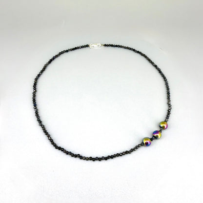 Fine Sapphire & Hematite gemstone bead Necklace