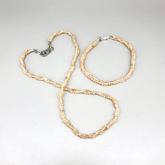 Natural Sunstone Beaded Bracelet & Necklace set