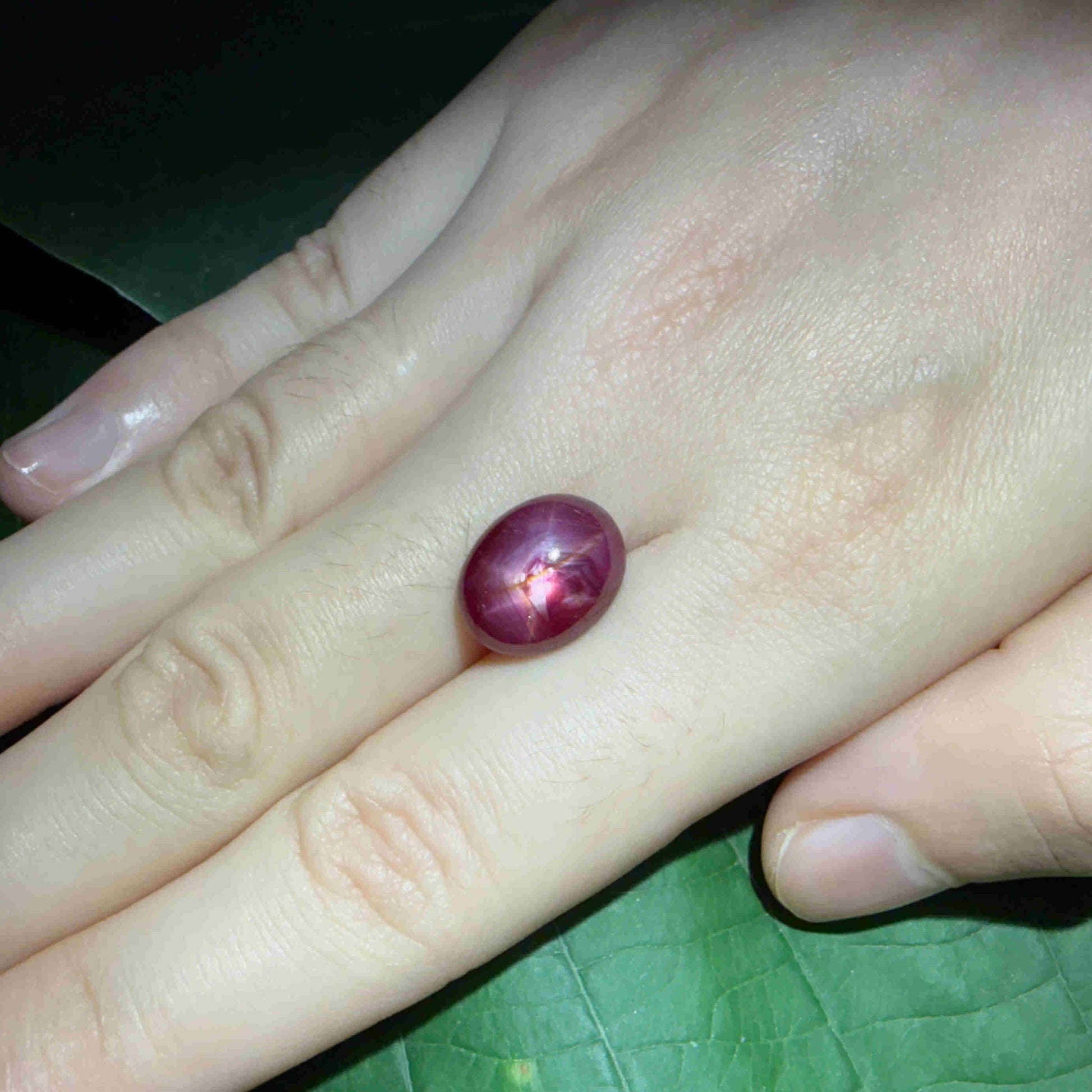 9.61 ct natural Pink-Red Star Ruby cabochon with soft star effect and polished dome