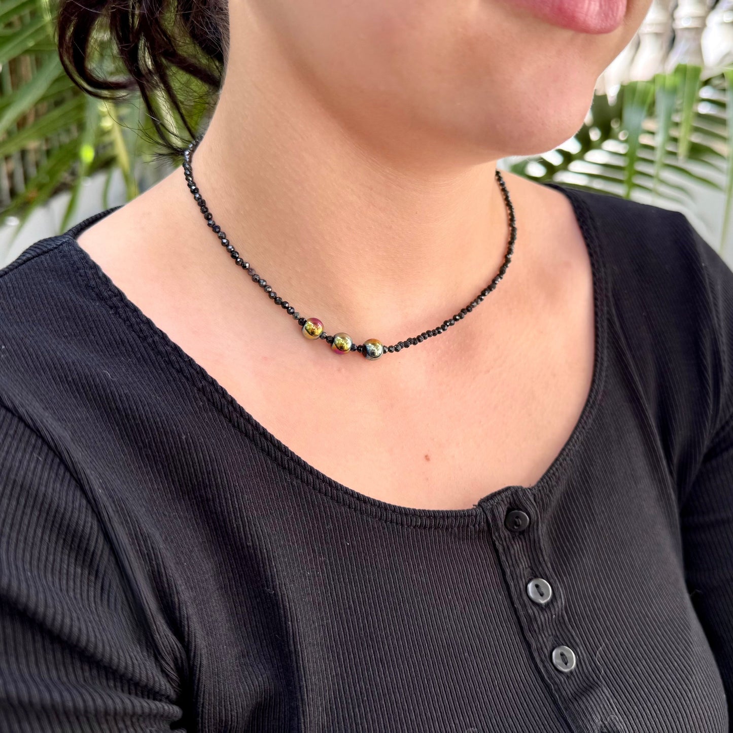 Fine Sapphire & Hematite gemstone bead Necklace