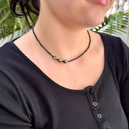 Fine Sapphire & Hematite gemstone bead Necklace