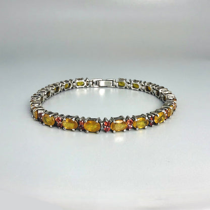 White Gold plated Silver Bracelet with Sapphire