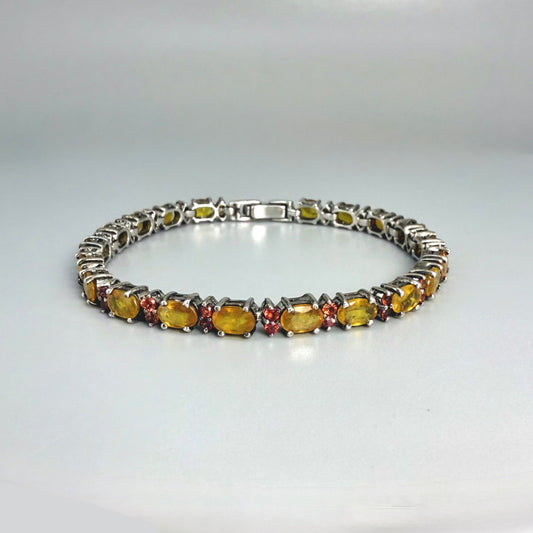 White Gold plated Silver Bracelet with Sapphire