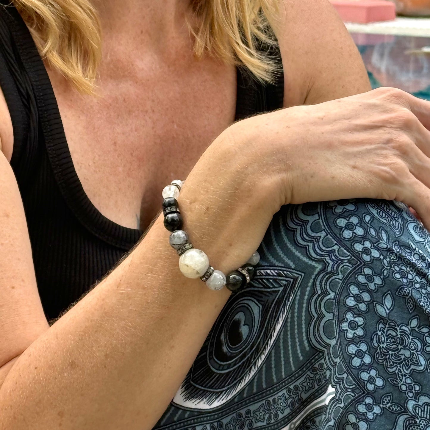 Natural Rutilated Quartz Beaded Bracelet