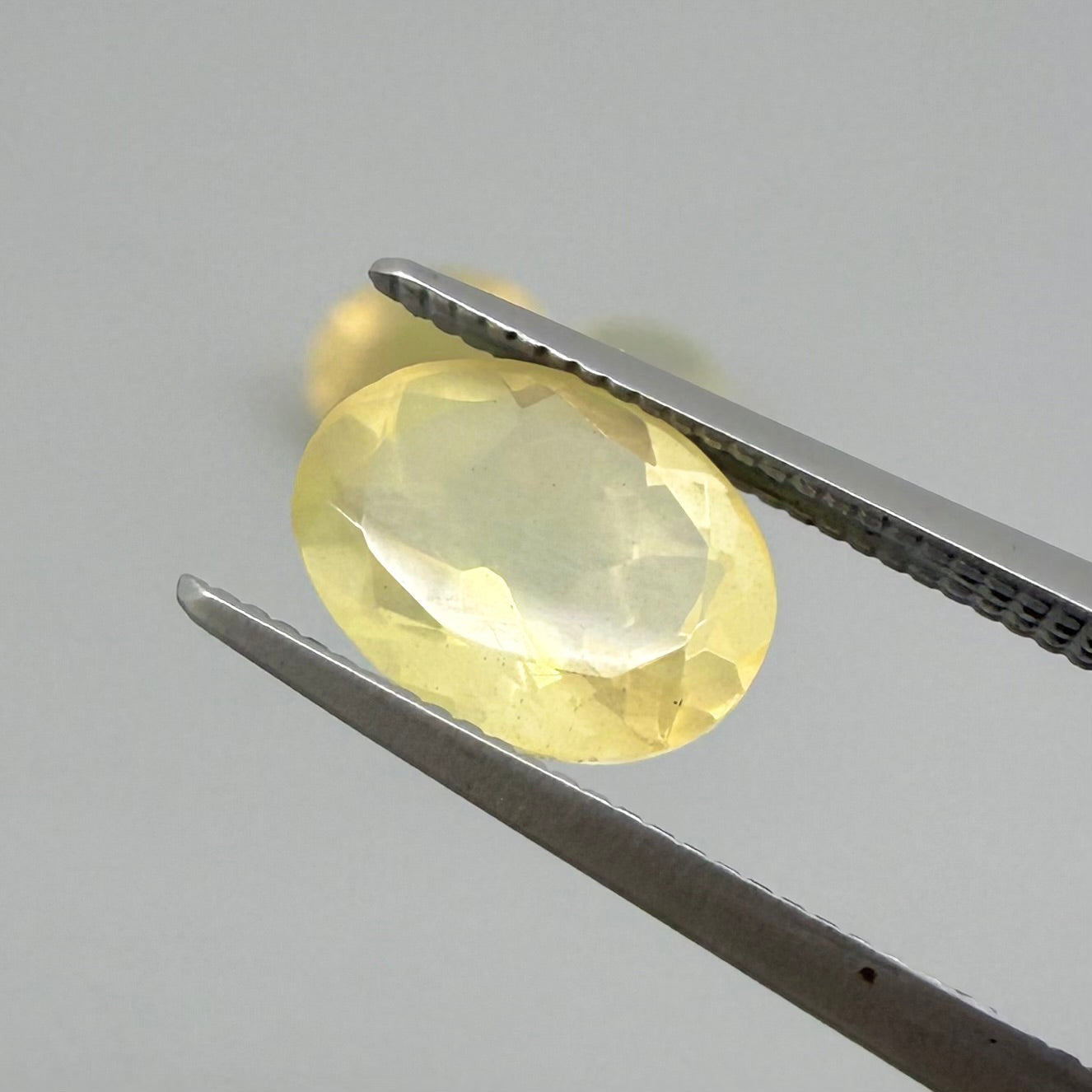 Milky Yellow Hues Shimmer Opal Set Oval 2.78 Ct
