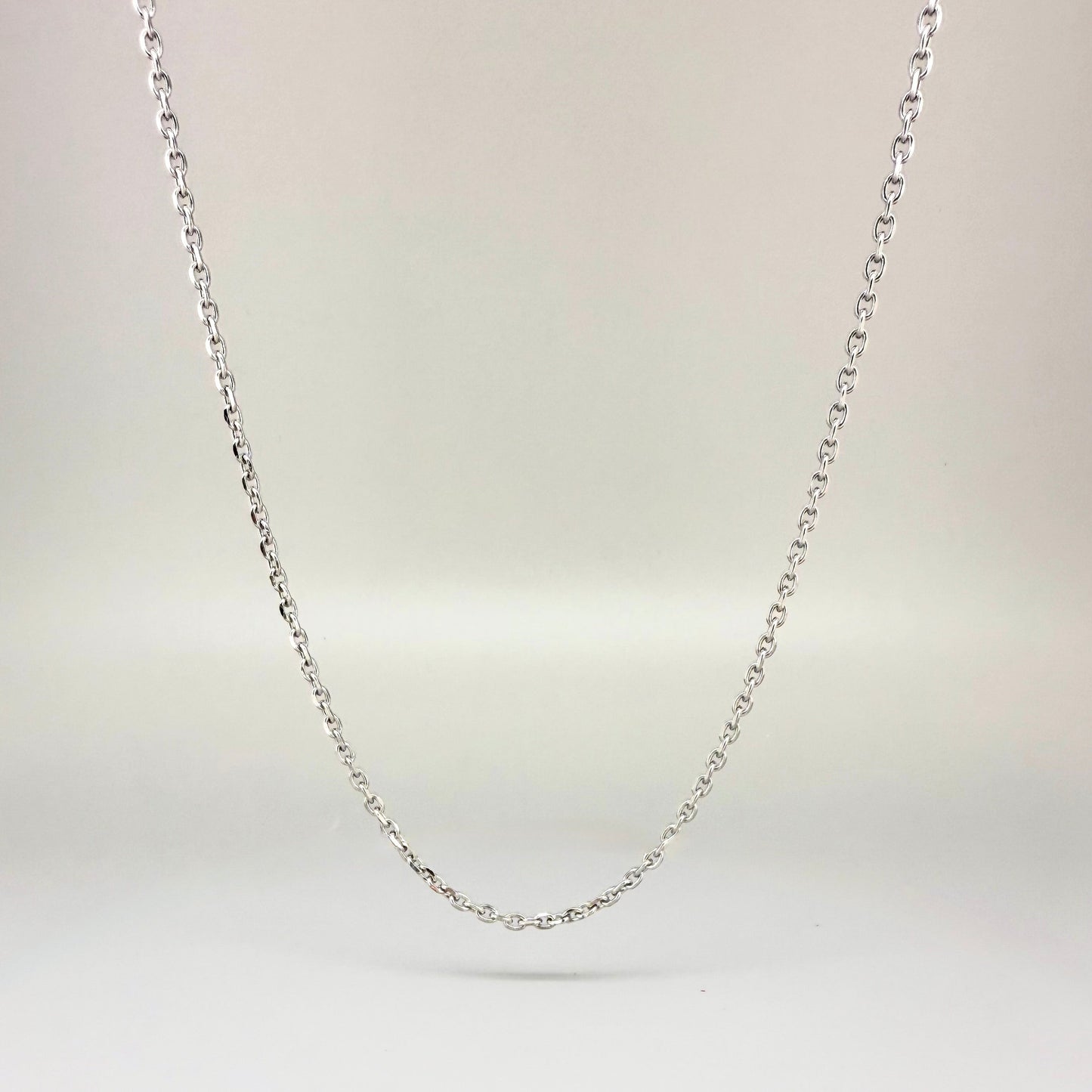 60cm stainless steel chain with polished finish, elegant and durable, ideal for pairing with gemstone pendants.