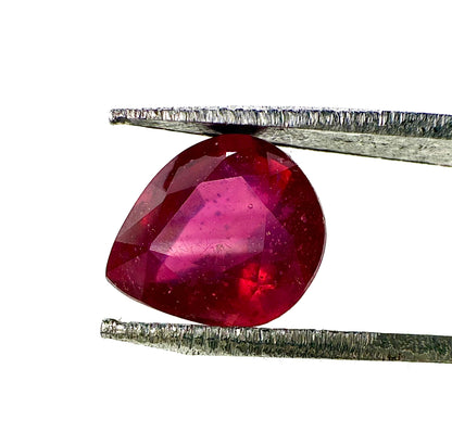 Pinkish Red Ruby Pear 1.39 Ct