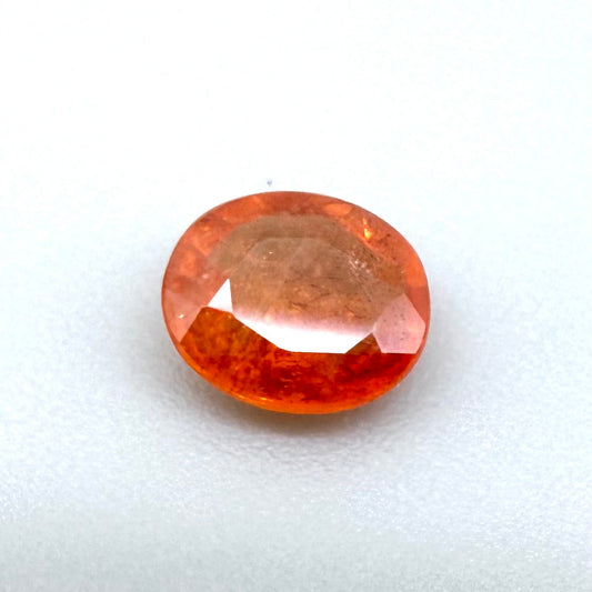 Orange Red Sapphire Oval  0.8 Ct