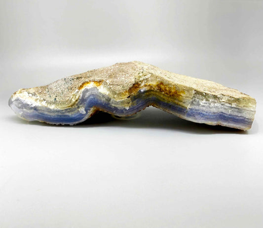 Untreated blue chalcedony rough with cloudy milky texture, natural quartz stone