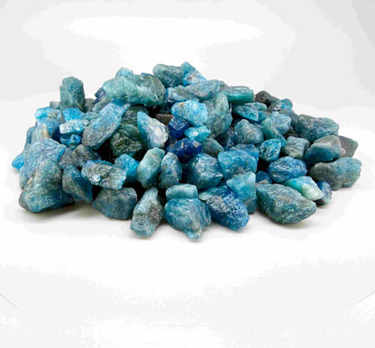 Natural apatite rough lot, green to blue-green apatite stones in raw form