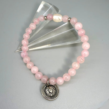 Rose Quartz Gemstone Bead Bracelet